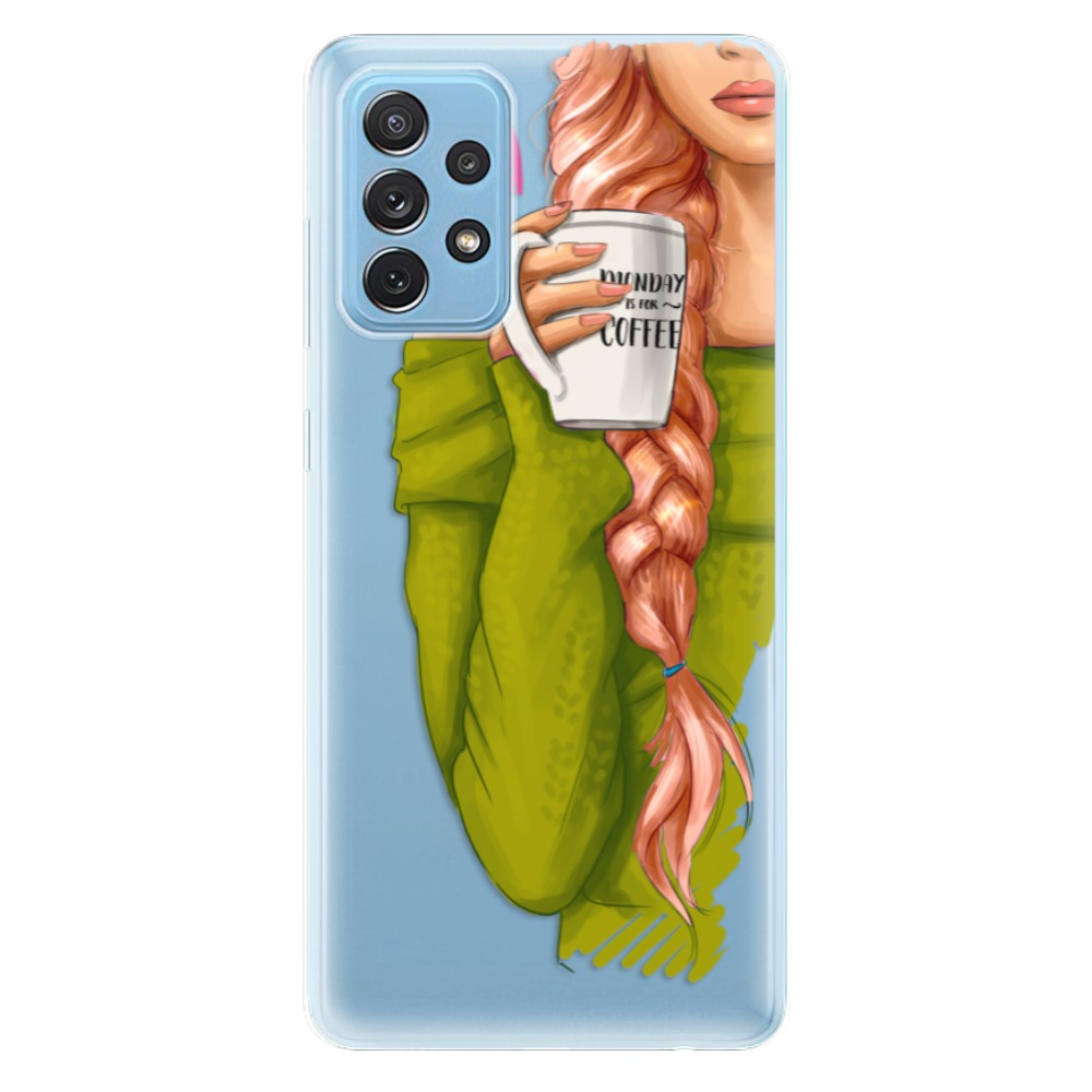 Odolné silikonové pouzdro iSaprio - My Coffe and Redhead Girl - Samsung Galaxy A72