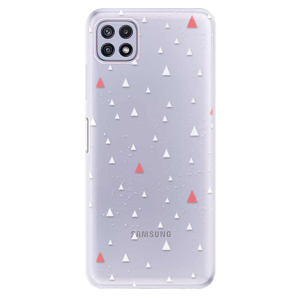 Odolné silikonové pouzdro iSaprio - Abstract Triangles 02 - white - Samsung Galaxy A22 5G