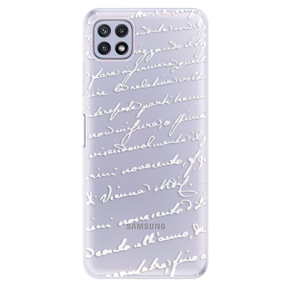 Odolné silikonové pouzdro iSaprio - Handwriting 01 - white - Samsung Galaxy A22 5G