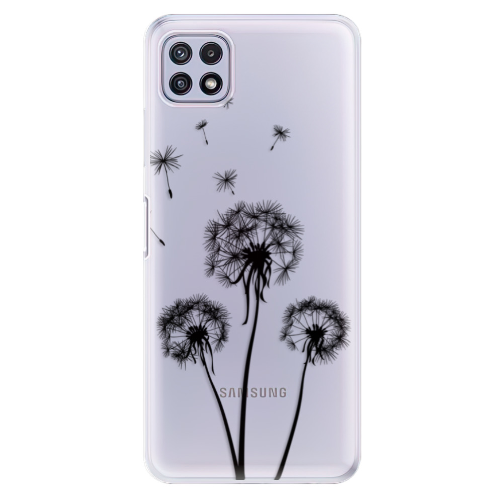 Odolné silikonové pouzdro iSaprio - Three Dandelions - black na mobil Samsung Galaxy A22 5G (Odolný silikonový kryt, obal, pouzdro iSaprio - Three Dandelions - black na mobilní telefon Samsung Galaxy A22 5G)