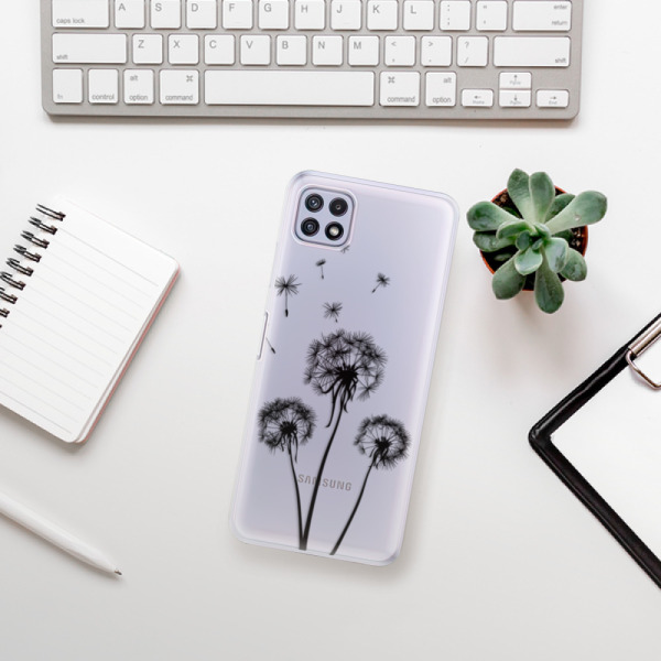 Silikonové pouzdro iSaprio - Samsung Galaxy A22 5G - Three Dandelions black