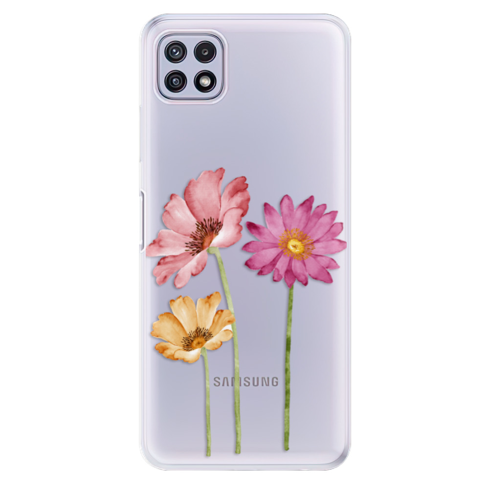 Odolné silikonové pouzdro iSaprio - Three Flowers na mobil Samsung Galaxy A22 5G (Odolný silikonový kryt, obal, pouzdro iSaprio - Three Flowers na mobilní telefon Samsung Galaxy A22 5G)