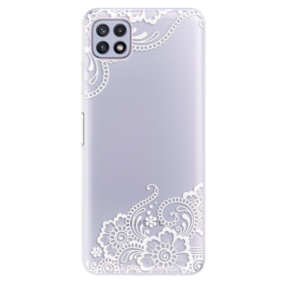 Odolné silikonové pouzdro iSaprio - White Lace 02 na mobil Samsung Galaxy A22 5G (Odolný silikonový kryt, obal, pouzdro iSaprio - White Lace 02 na mobilní telefon Samsung Galaxy A22 5G)
