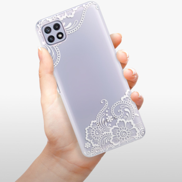 Silikonové pouzdro iSaprio - Samsung Galaxy A22 5G - White Lace 02