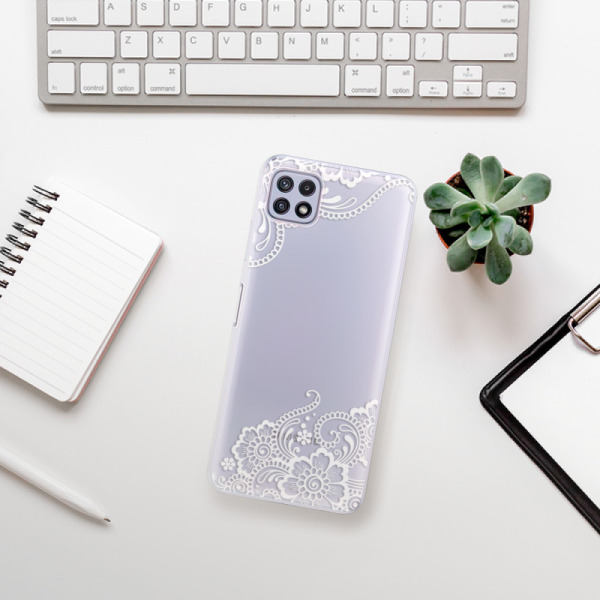 Silikonové pouzdro iSaprio - Samsung Galaxy A22 5G - White Lace 02