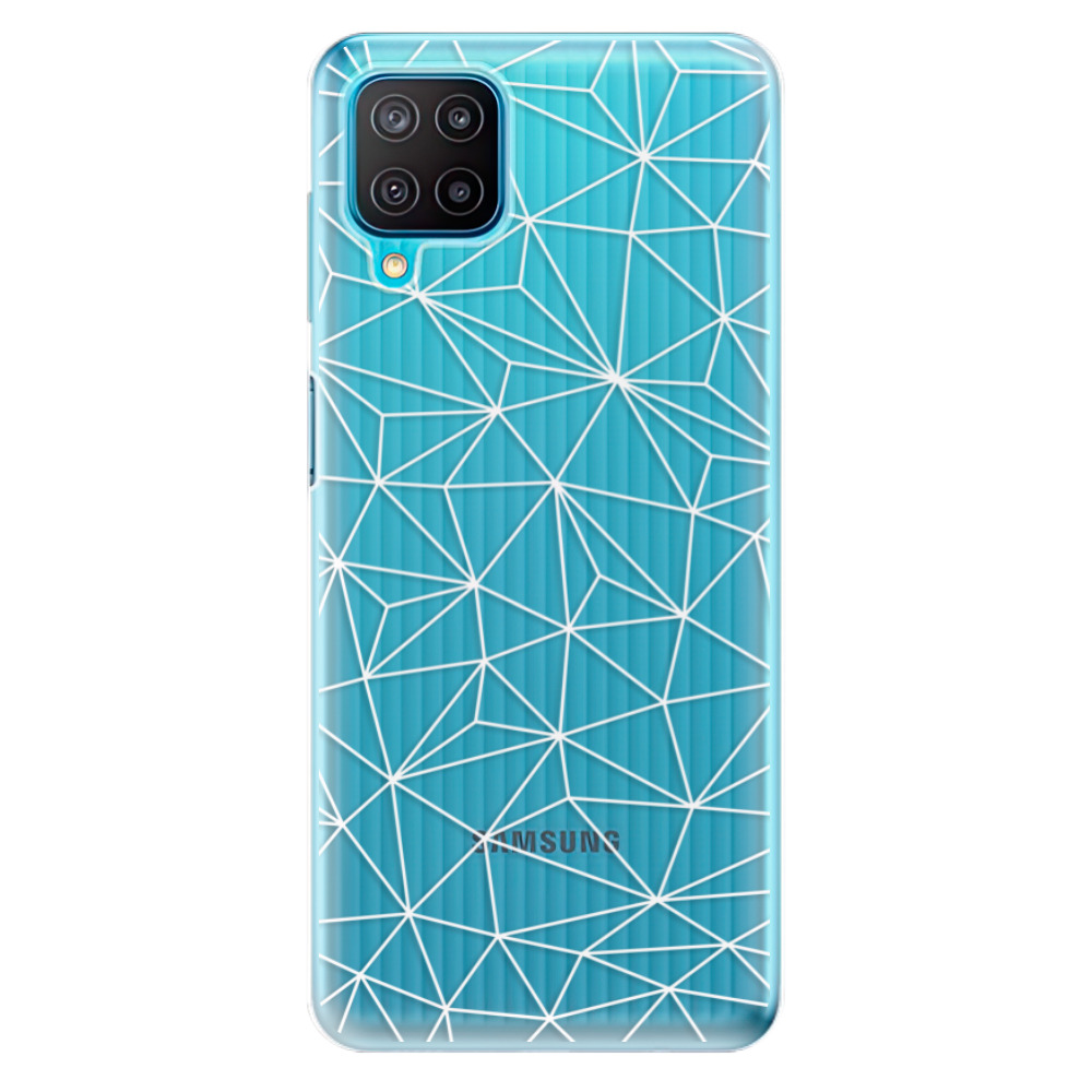 Odolné silikonové pouzdro iSaprio - Abstract Triangles 03 - white - Samsung Galaxy M12