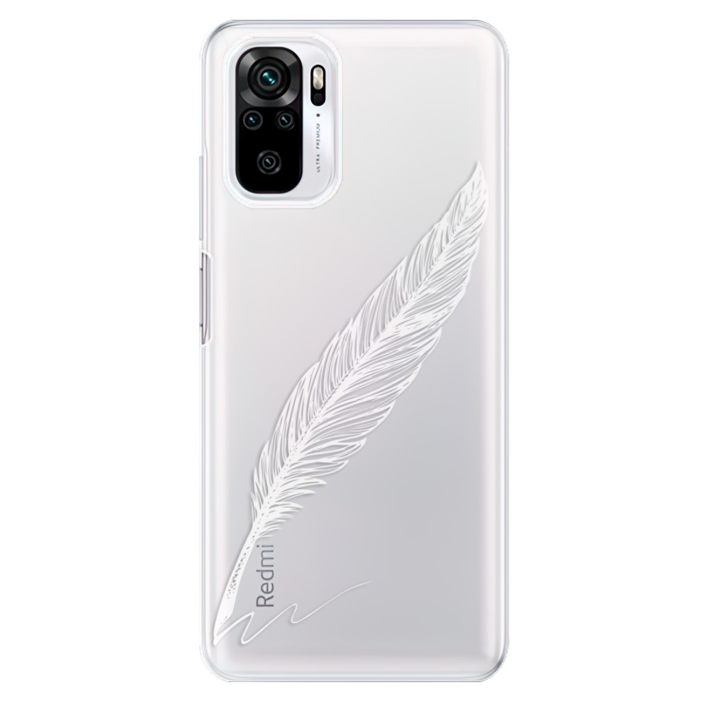 Odolné silikonové pouzdro iSaprio - Writing By Feather - white - Xiaomi Redmi Note 10 / Note 10S