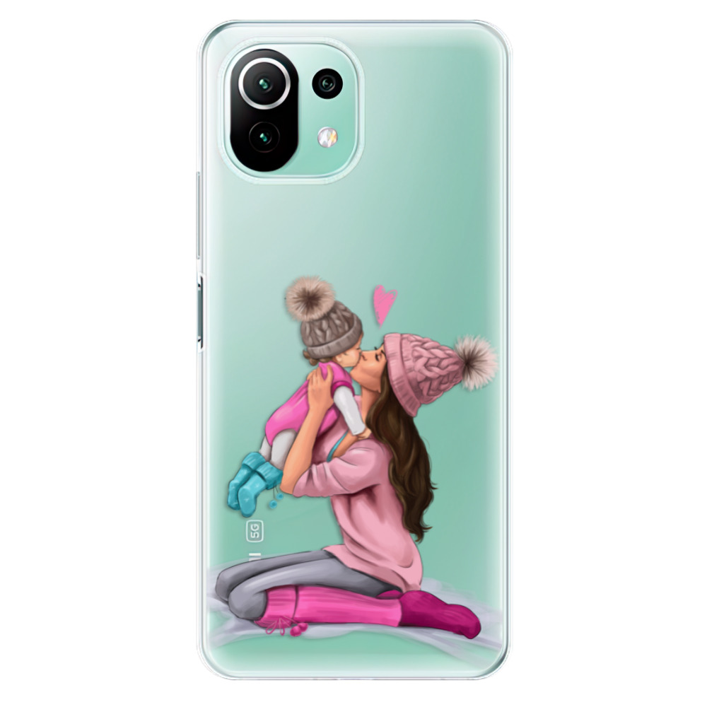 Odolné silikonové pouzdro iSaprio - Kissing Mom - Brunette and Girl - Xiaomi Mi 11 Lite