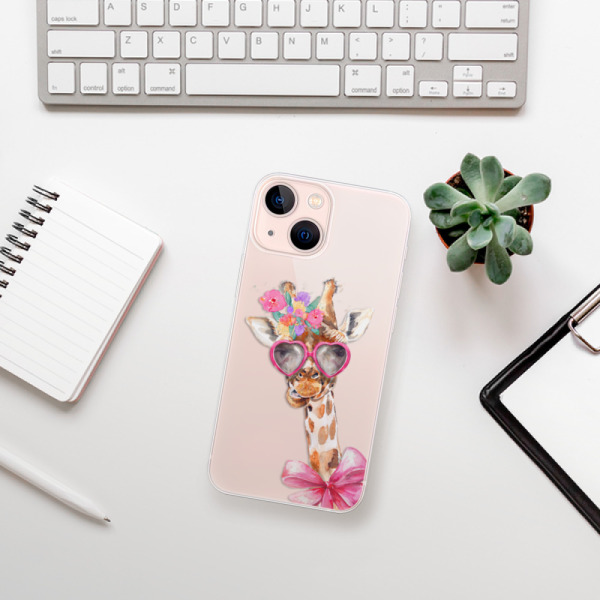 Silikonové pouzdro iSaprio - Apple iPhone 13 Mini - Lady Giraffe
