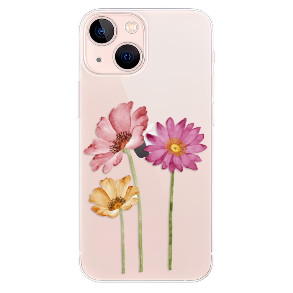 Odolné silikonové pouzdro iSaprio - Three Flowers na mobil Apple iPhone 13 Mini (Odolný silikonový kryt, obal, pouzdro iSaprio - Three Flowers na mobilní telefon Apple iPhone 13 Mini)