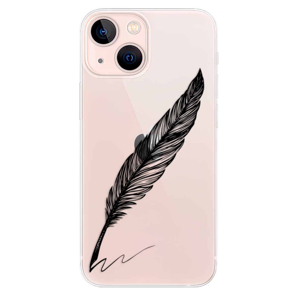 Odolné silikonové pouzdro iSaprio - Writing By Feather - black na mobil Apple iPhone 13 Mini (Odolný silikonový kryt, obal, pouzdro iSaprio - Writing By Feather - black na mobilní telefon Apple iPhone 13 Mini)