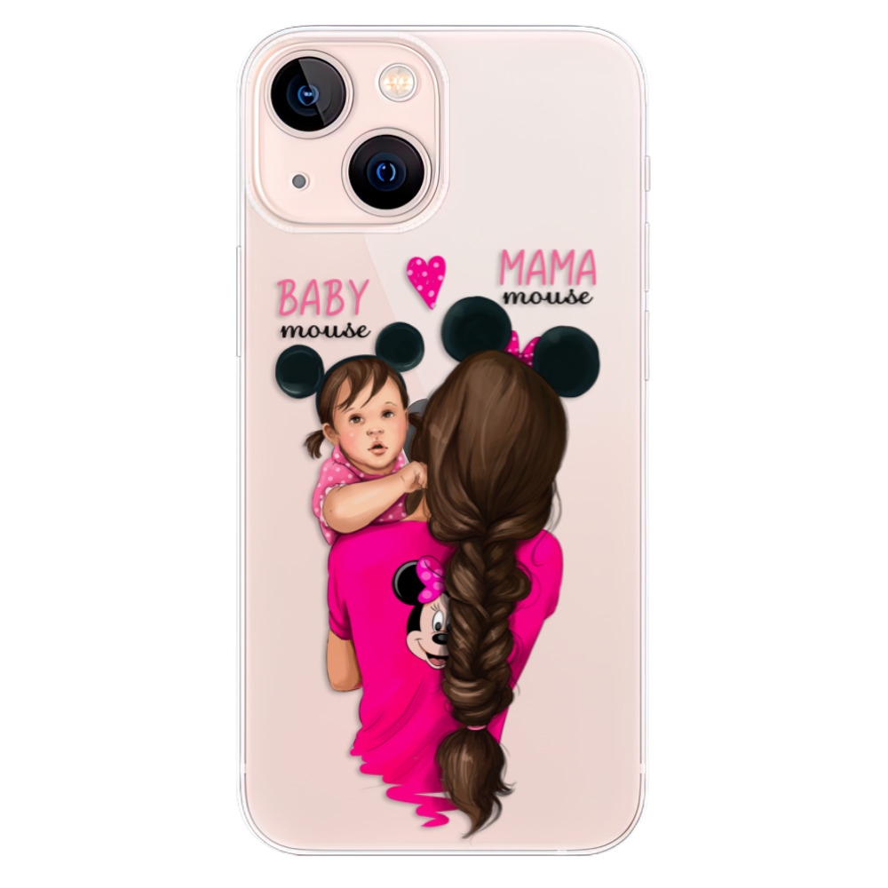 Odolné silikonové pouzdro iSaprio - Mama Mouse Brunette and Girl - iPhone 13 mini