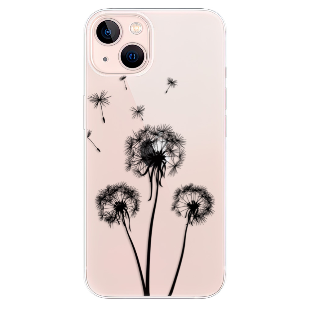 Odolné silikonové pouzdro iSaprio - Three Dandelions - black na mobil Apple iPhone 13 (Odolný silikonový kryt, obal, pouzdro iSaprio - Three Dandelions - black na mobilní telefon Apple iPhone 13)