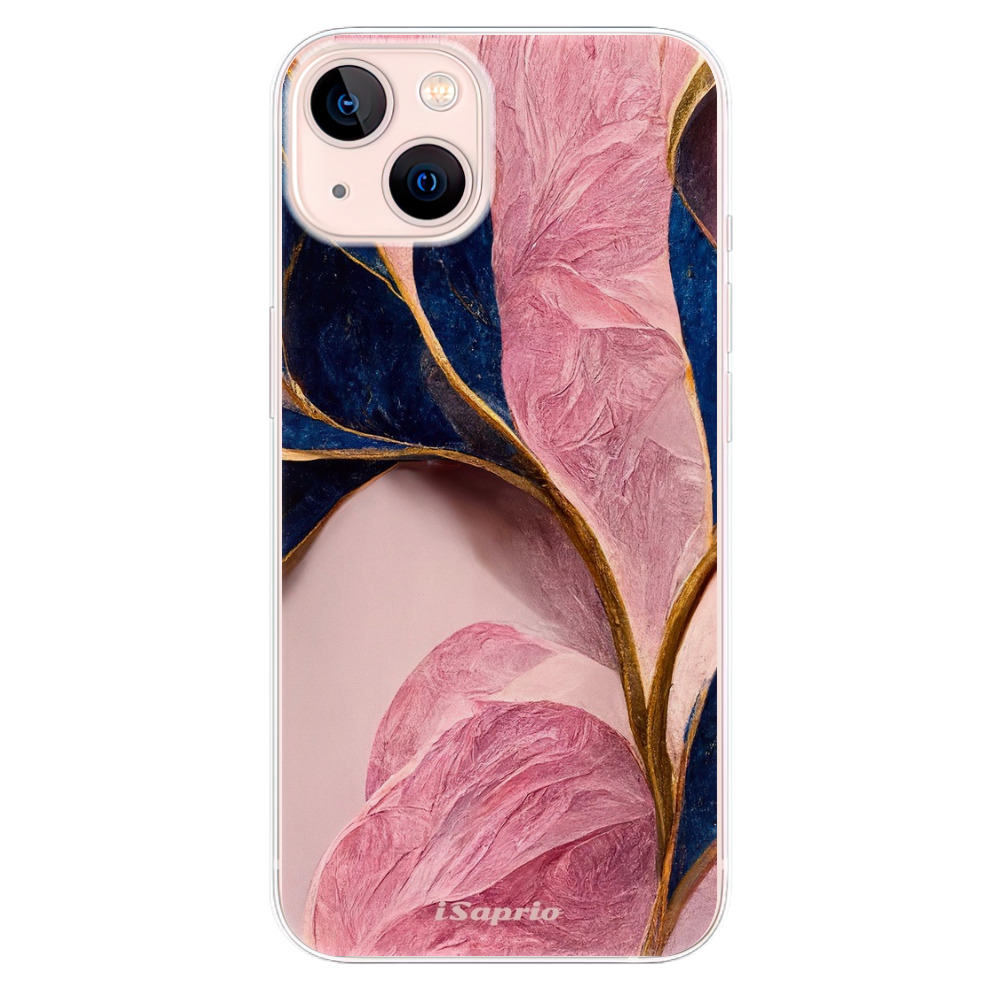 Odolné silikonové pouzdro iSaprio - Pink Blue Leaves - iPhone 13
