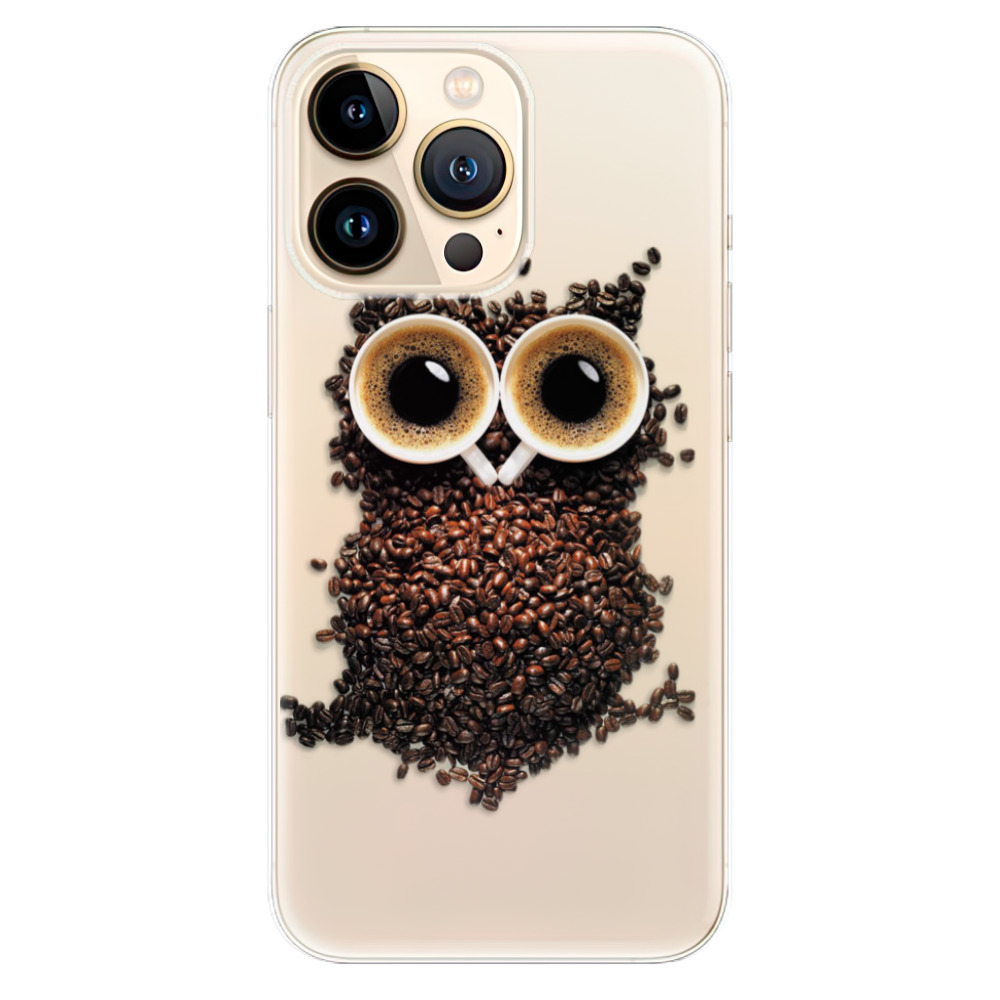 Odolné silikonové pouzdro iSaprio - Owl And Coffee na mobil Apple iPhone 13 Pro (Odolný silikonový kryt, obal, pouzdro iSaprio - Owl And Coffee na mobilní telefon Apple iPhone 13 Pro)