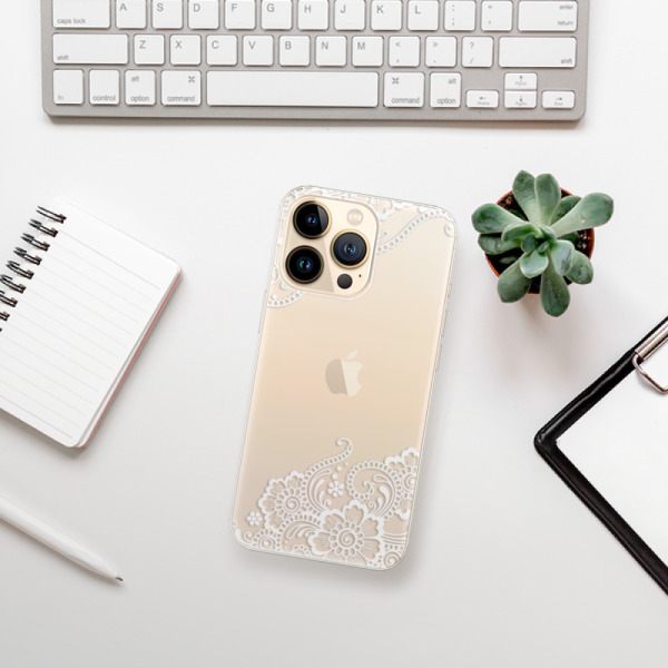 Silikonové pouzdro iSaprio - Apple iPhone 13 Pro - White Lace 02
