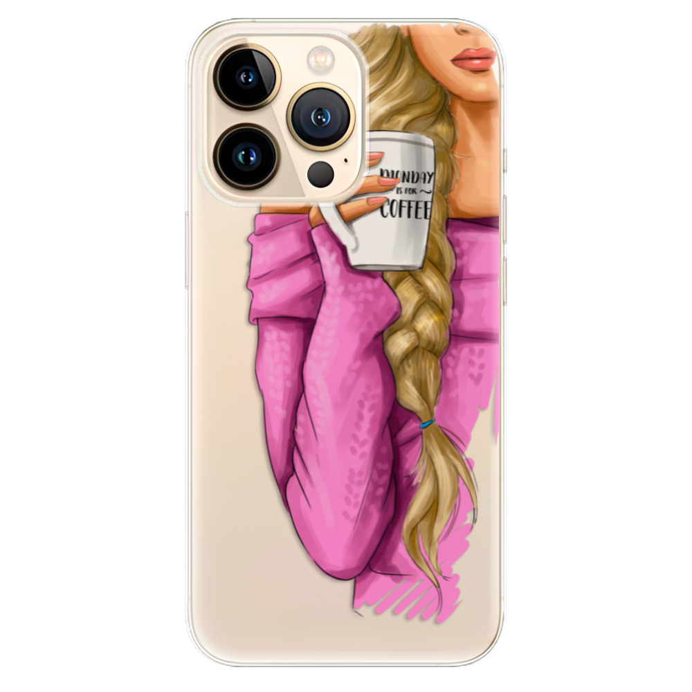 Odolné silikonové pouzdro iSaprio - My Coffe and Blond Girl - iPhone 13 Pro