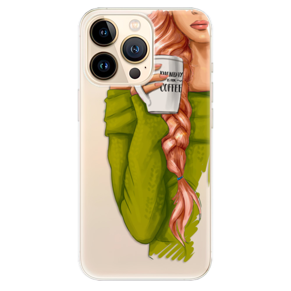 Odolné silikonové pouzdro iSaprio - My Coffe and Redhead Girl - iPhone 13 Pro