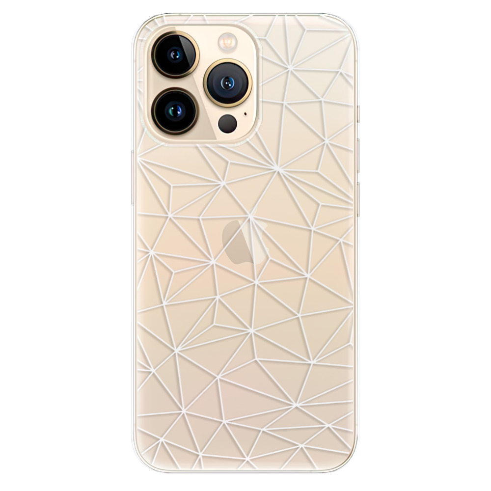Odolné silikonové pouzdro iSaprio - Abstract Triangles 03 - white - iPhone 13 Pro Max