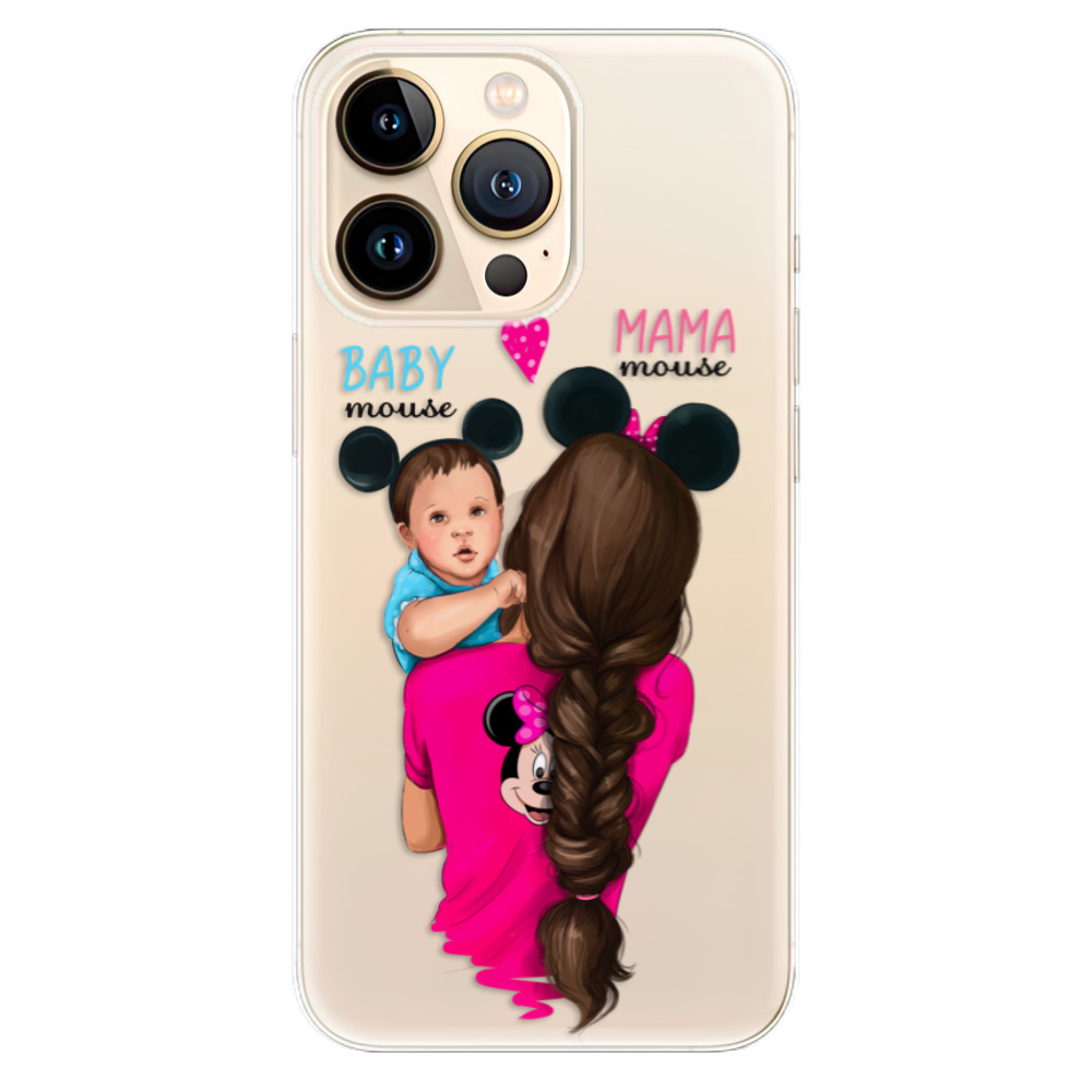 Odolné silikonové pouzdro iSaprio - Mama Mouse Brunette and Boy - iPhone 13 Pro Max