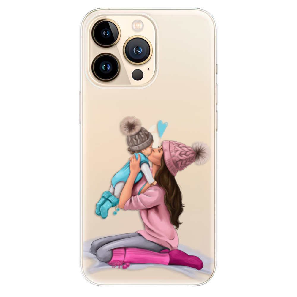 Odolné silikonové pouzdro iSaprio - Kissing Mom - Brunette and Boy - iPhone 13 Pro Max