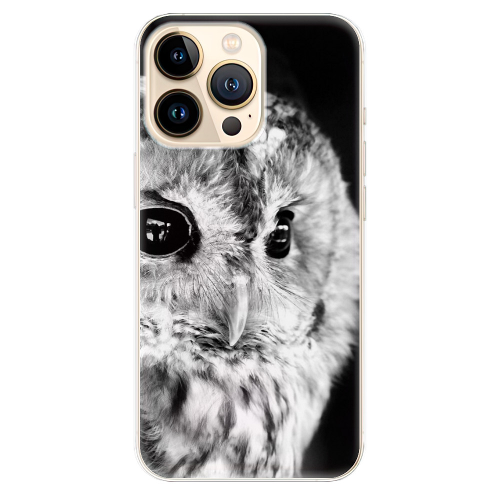 Odolné silikonové pouzdro iSaprio - BW Owl - iPhone 13 Pro Max
