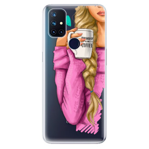 Odolné silikonové pouzdro iSaprio - My Coffe and Blond Girl na mobil OnePlus Nord N10 5G