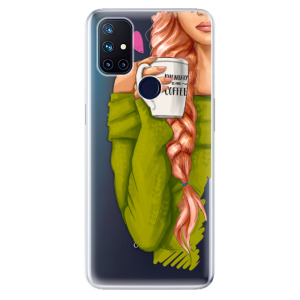 Odolné silikonové pouzdro iSaprio - My Coffe and Redhead Girl na mobil OnePlus Nord N10 5G