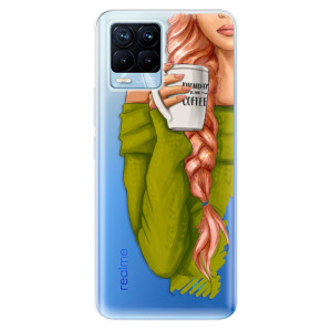 Odolné silikonové pouzdro iSaprio - My Coffe and Redhead Girl na mobil Realme 8 / Realme 8 Pro