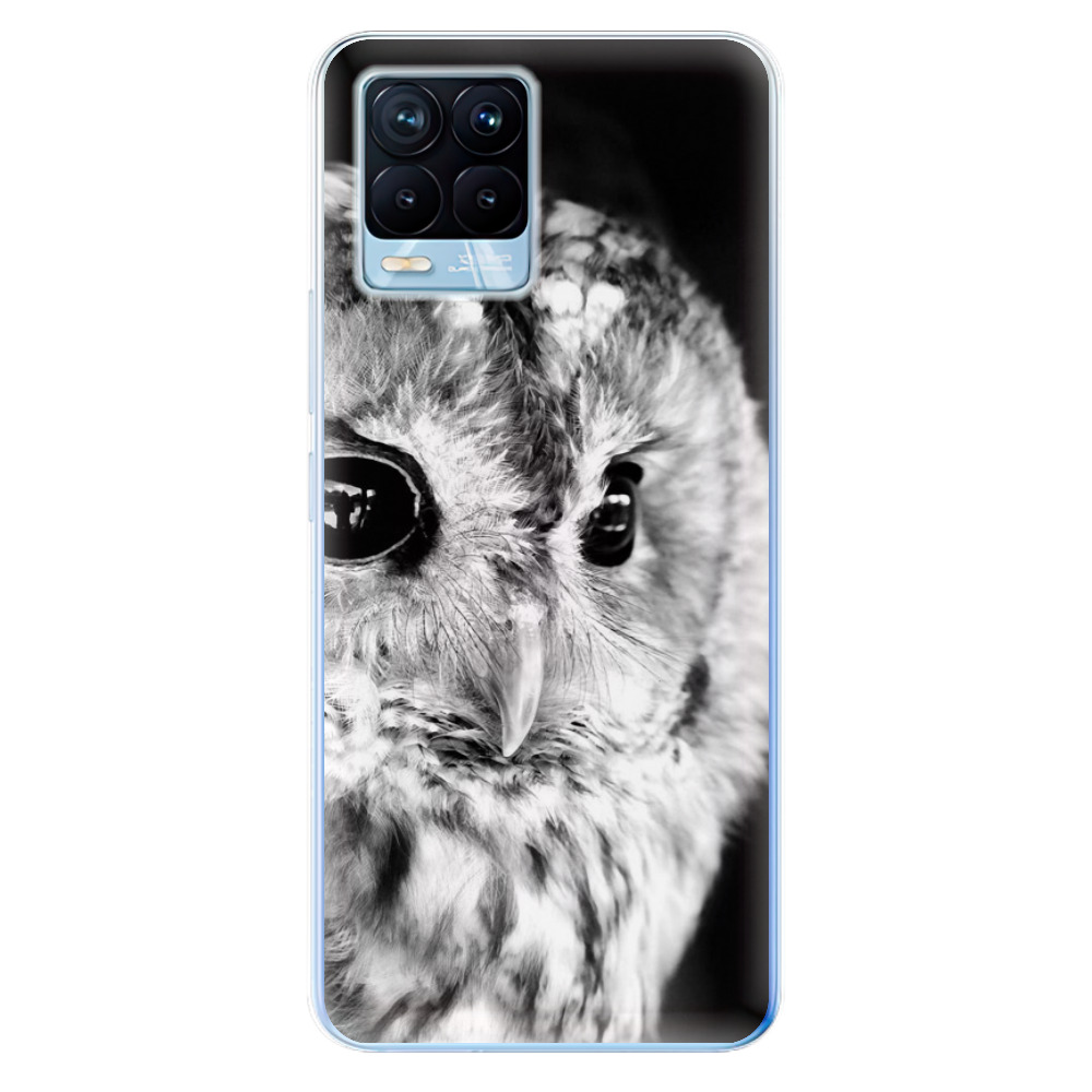 Odolné silikonové pouzdro iSaprio - BW Owl na mobil Realme 8 / Realme 8 Pro (Odolný silikonový kryt, obal, pouzdro iSaprio - BW Owl na mobilní telefon Realme 8 / Realme 8 Pro)