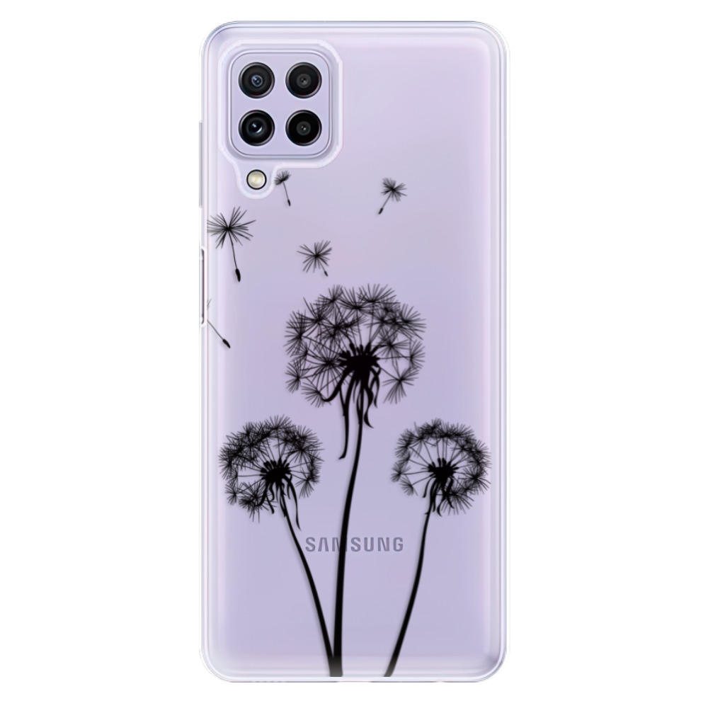Odolné silikonové pouzdro iSaprio - Three Dandelions - black na mobil Samsung Galaxy A22 4G (Odolný silikonový kryt, obal, pouzdro iSaprio - Three Dandelions - black na mobilní telefon Samsung Galaxy A22 4G)