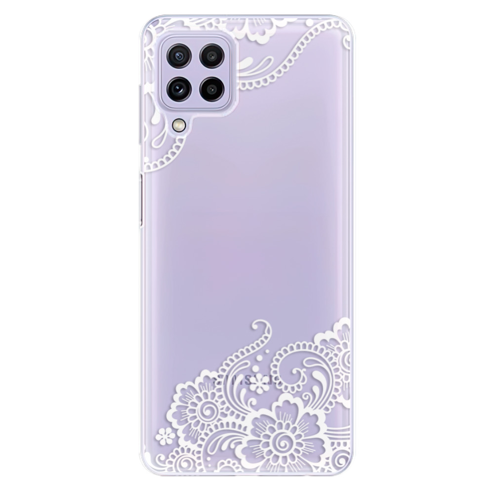 Odolné silikonové pouzdro iSaprio - White Lace 02 na mobil Samsung Galaxy A22 4G (Odolný silikonový kryt, obal, pouzdro iSaprio - White Lace 02 na mobilní telefon Samsung Galaxy A22 4G)