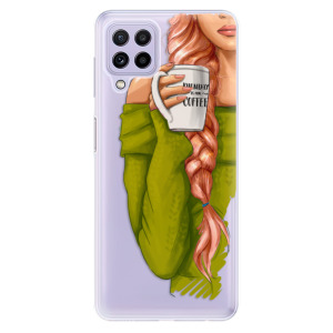 Odolné silikonové pouzdro iSaprio - My Coffe and Redhead Girl na mobil Samsung Galaxy A22 4G