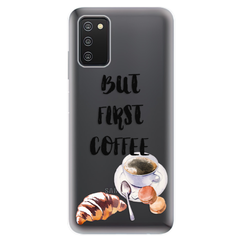 Odolné silikonové pouzdro iSaprio - First Coffee - Samsung Galaxy A03s
