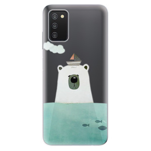 Silikonové odolné pouzdro iSaprio - Bear With Boat na mobil Samsung Galaxy A03s