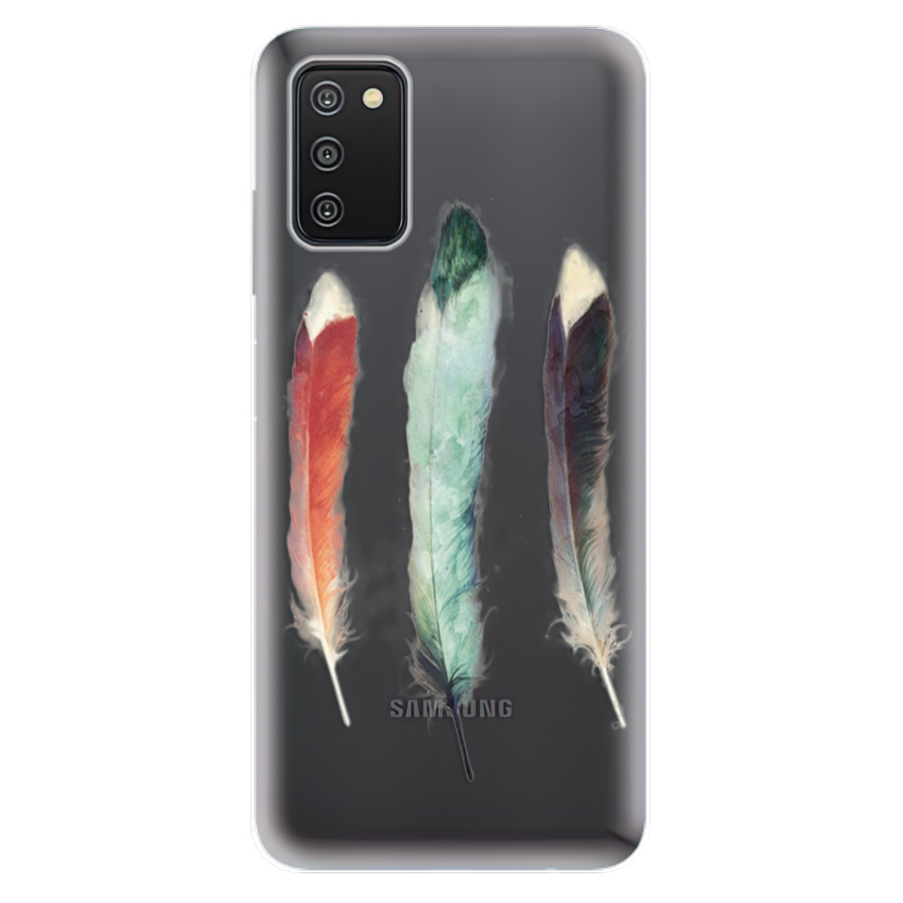 Odolné silikonové pouzdro iSaprio - Three Feathers - Samsung Galaxy A03s