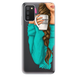 Silikonové odolné pouzdro iSaprio - My Coffe and Brunette Girl na mobil Samsung Galaxy A03s
