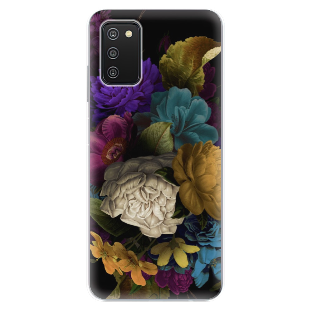 Odolné silikonové pouzdro iSaprio - Dark Flowers - Samsung Galaxy A03s