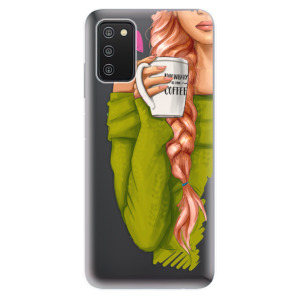 Silikonové odolné pouzdro iSaprio - My Coffe and Redhead Girl na mobil Samsung Galaxy A03s