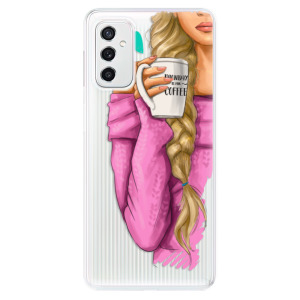 Silikonové odolné pouzdro iSaprio - My Coffe and Blond Girl na mobil Samsung Galaxy M52 5G