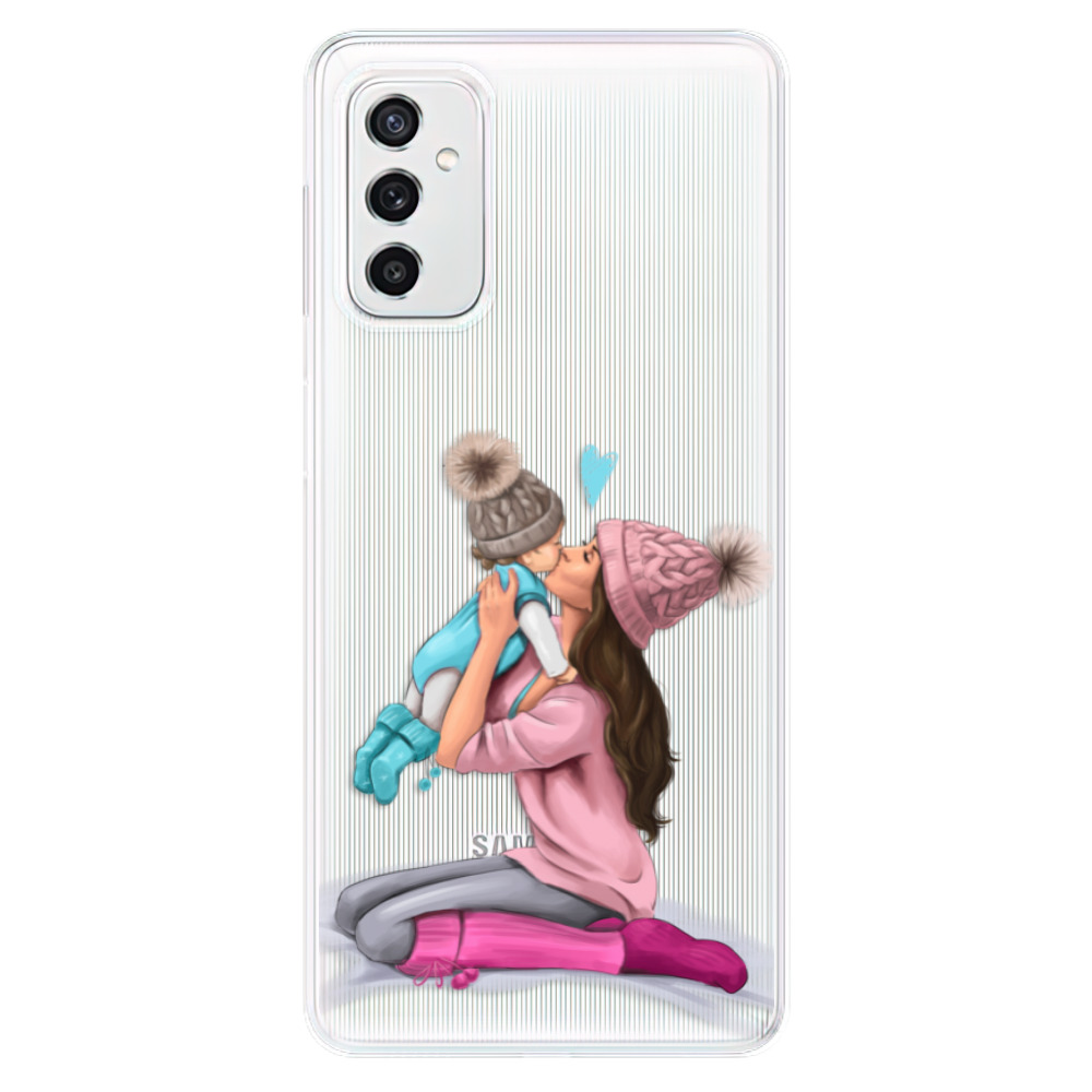 Odolné silikonové pouzdro iSaprio - Kissing Mom - Brunette and Boy - Samsung Galaxy M52 5G