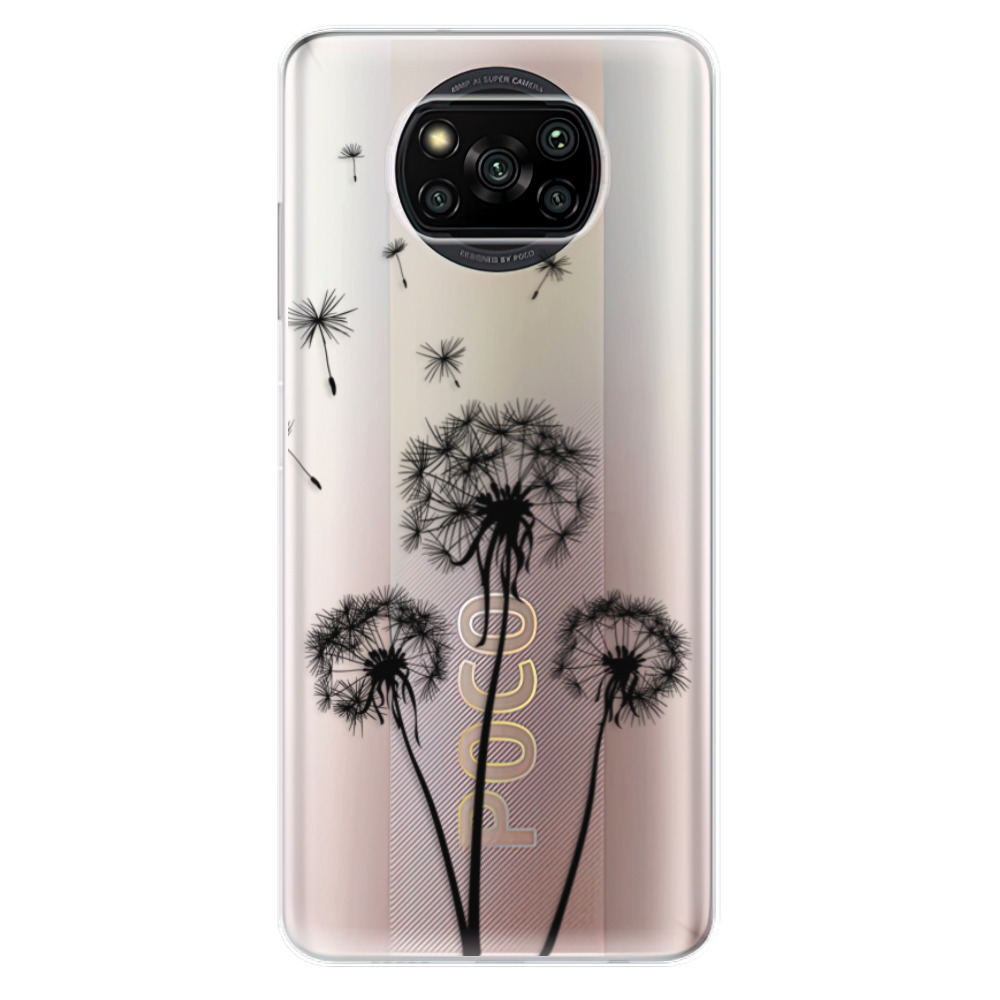 Silikonové odolné pouzdro iSaprio - Three Dandelions - black na mobil Xiaomi Poco X3 Pro / Xiaomi Poco X3 NFC (Silikonový odolný kryt, obal, pouzdro iSaprio - Three Dandelions - black na mobilní telefon Xiaomi Poco X3 Pro / Xiaomi Poco X3 NFC)