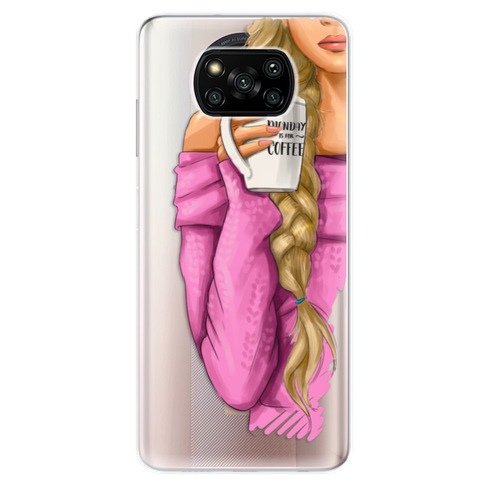 Odolné silikonové pouzdro iSaprio - My Coffe and Blond Girl - Xiaomi Poco X3 Pro / X3 NFC