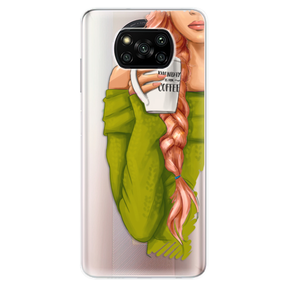 Odolné silikonové pouzdro iSaprio - My Coffe and Redhead Girl - Xiaomi Poco X3 Pro / X3 NFC