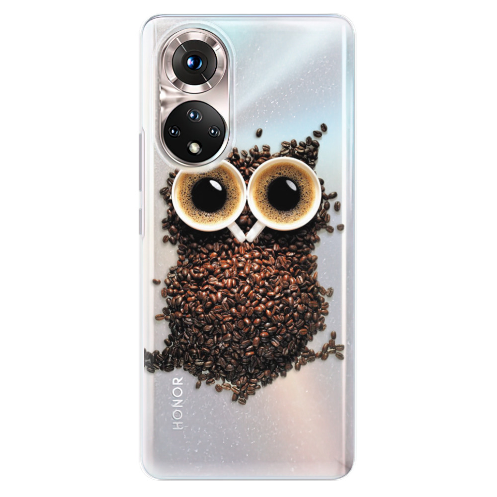 Silikonové odolné pouzdro iSaprio - Owl And Coffee na mobil Honor 50 (Silikonový odolný kryt, obal, pouzdro iSaprio - Owl And Coffee na mobilní telefon Honor 50)
