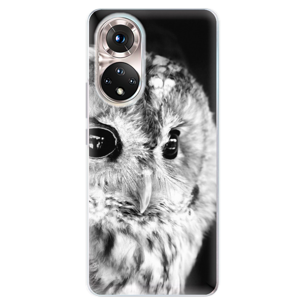 Silikonové odolné pouzdro iSaprio - BW Owl na mobil Honor 50 (Silikonový odolný kryt, obal, pouzdro iSaprio - BW Owl na mobilní telefon Honor 50)