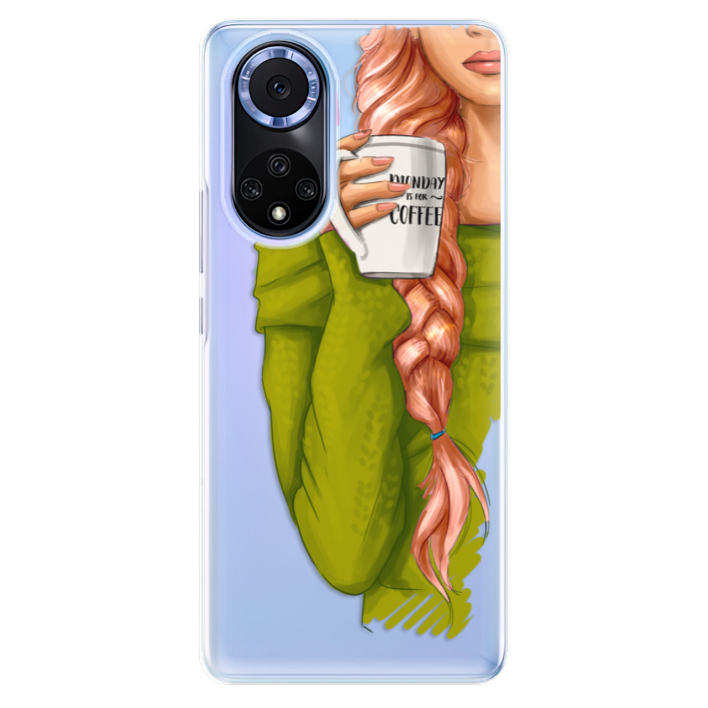 Odolné silikonové pouzdro iSaprio - My Coffe and Redhead Girl - Huawei Nova 9