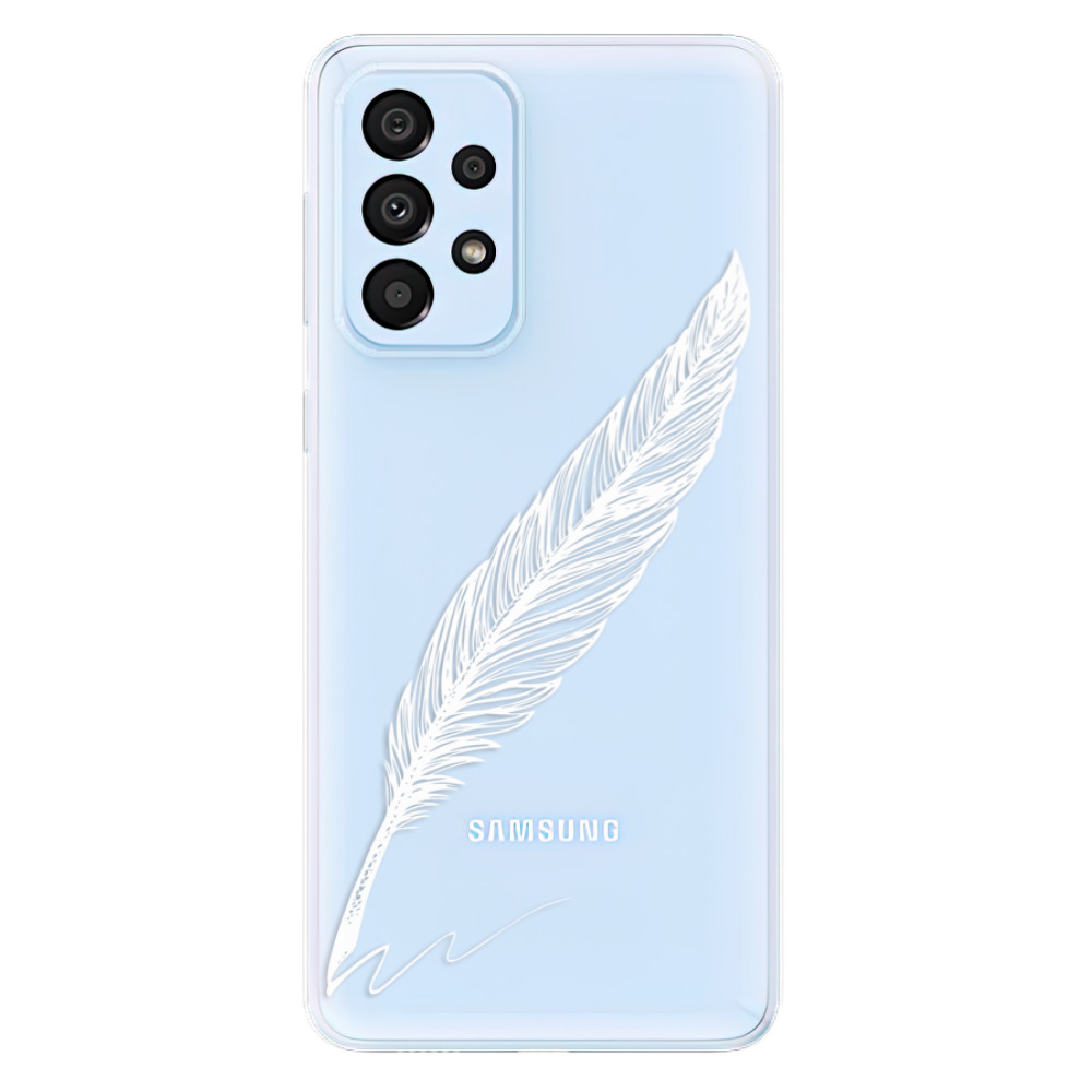 Odolné silikonové pouzdro iSaprio - Writing By Feather - white - Samsung Galaxy A33 5G