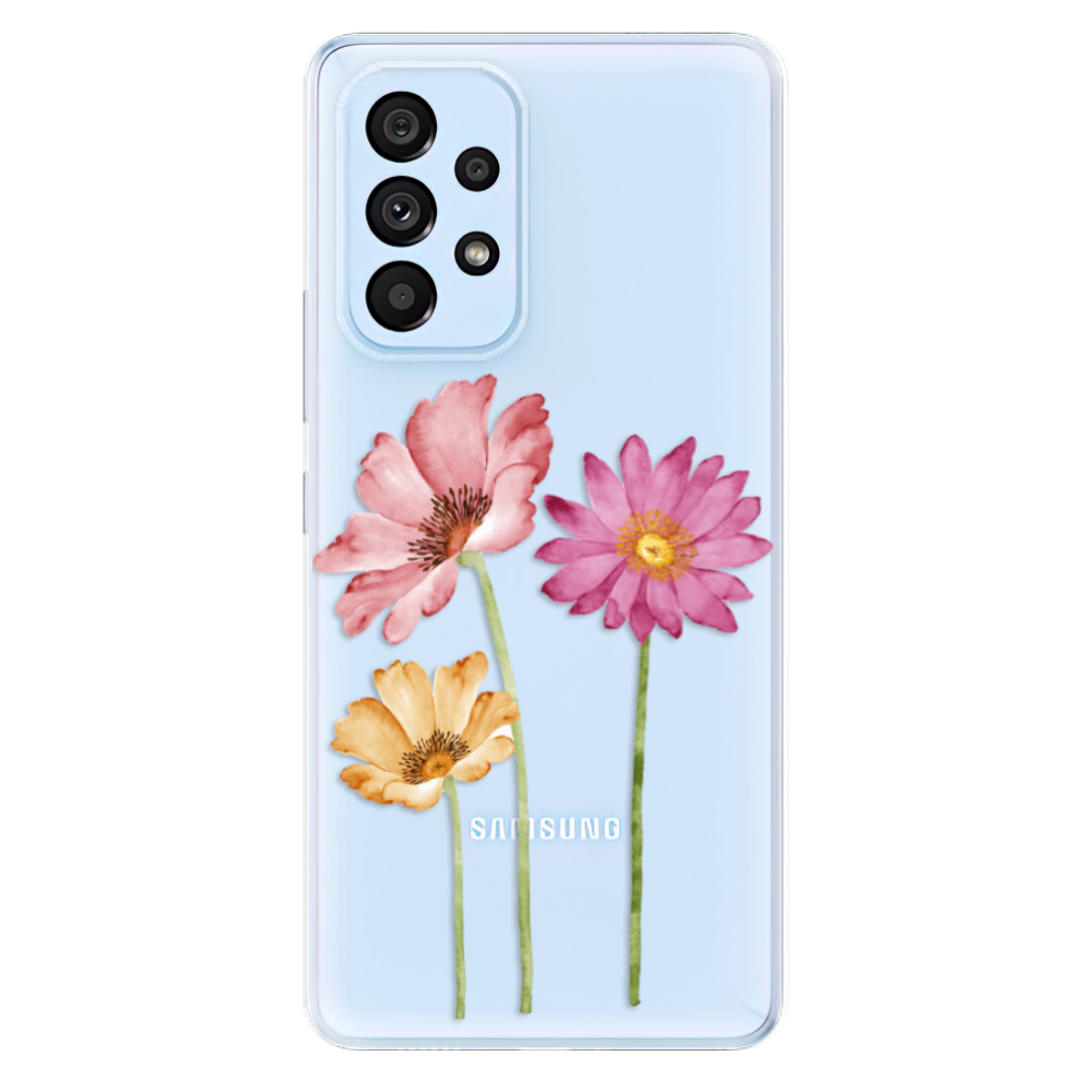 Silikonové odolné pouzdro iSaprio - Three Flowers na mobil Samsung Galaxy A53 5G (Odolný silikonový kryt, obal, pouzdro iSaprio - Three Flowers na mobilní telefon Samsung Galaxy A53 5G)