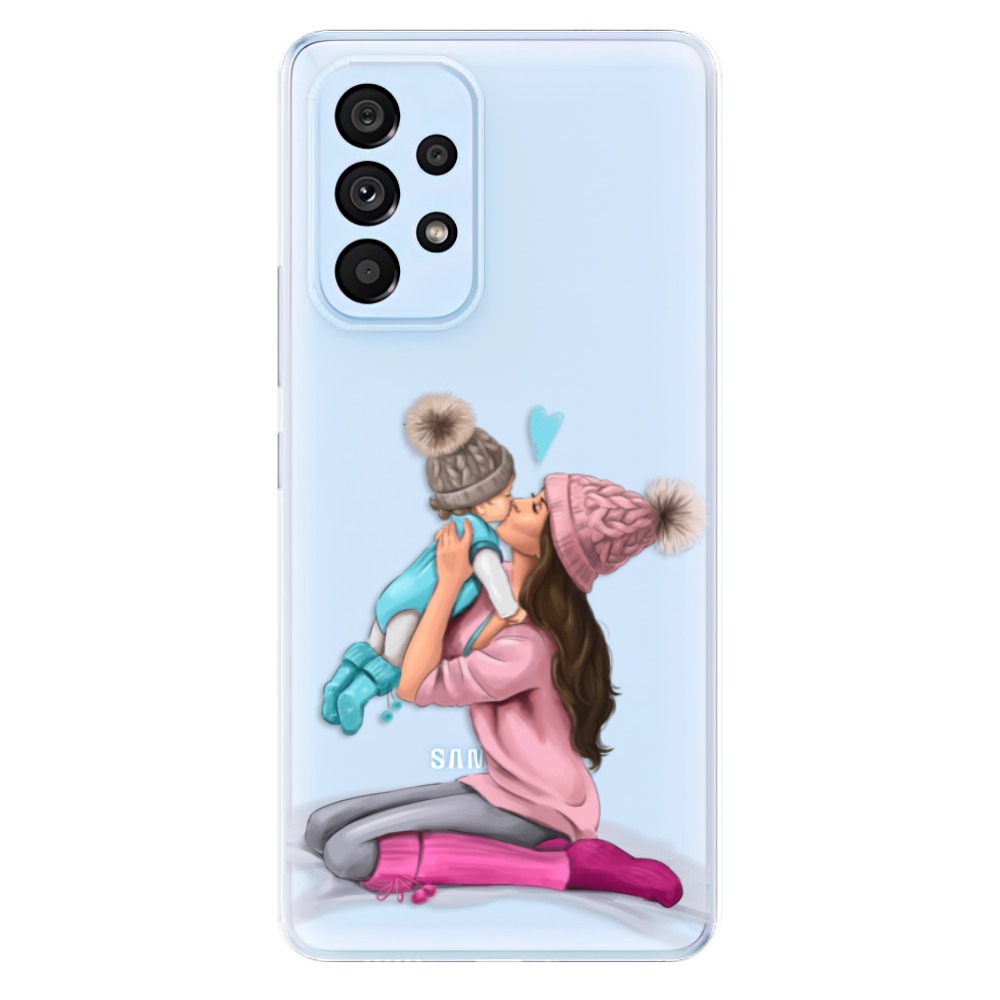Odolné silikonové pouzdro iSaprio - Kissing Mom - Brunette and Boy - Samsung Galaxy A53 5G